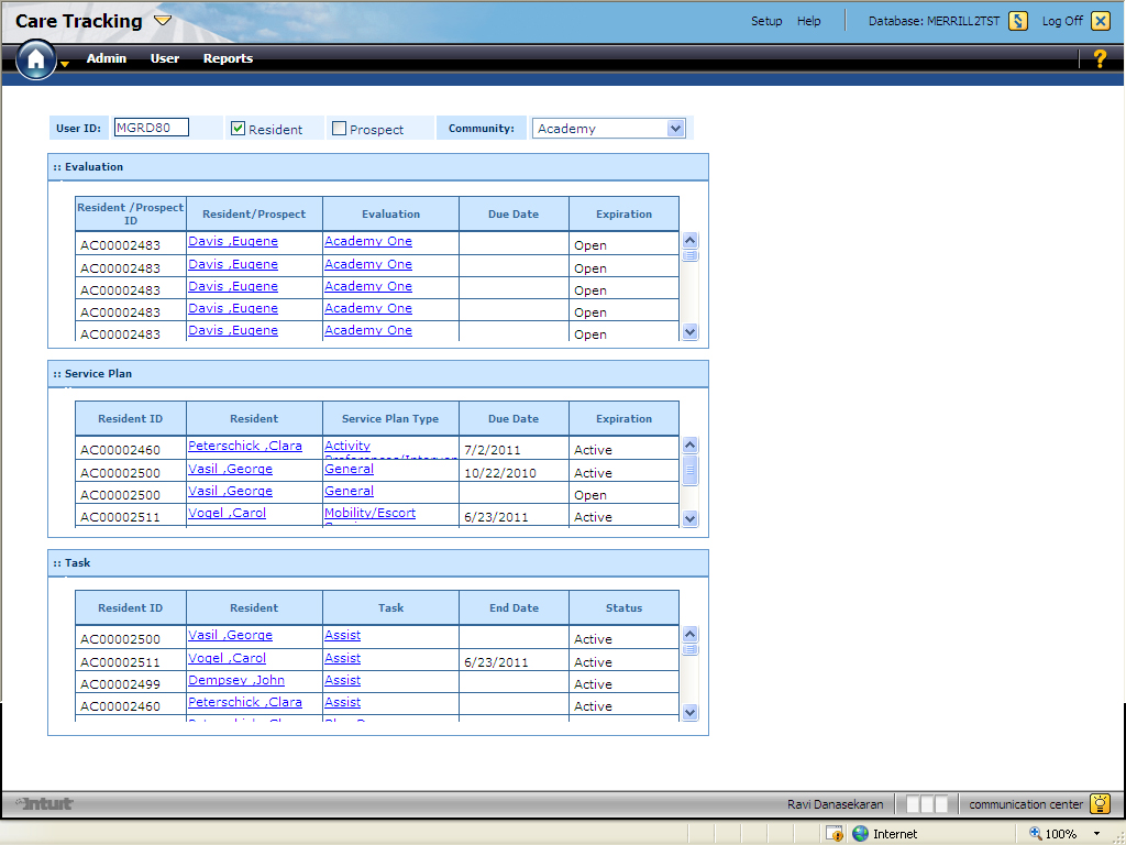 Care Tracking Application